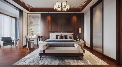 新中式卧室3D模型下载